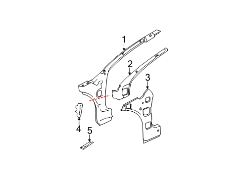 2014 Chevrolet Impala Limited Hinge Pillar Inner Hinge Pillar Diagram for 89025217