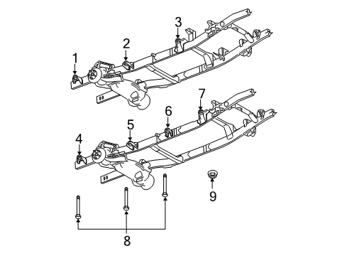 2008 Dodge Ram 3500 Frame & Components ISOLATOR-Body Hold Down Diagram for 55366481AC