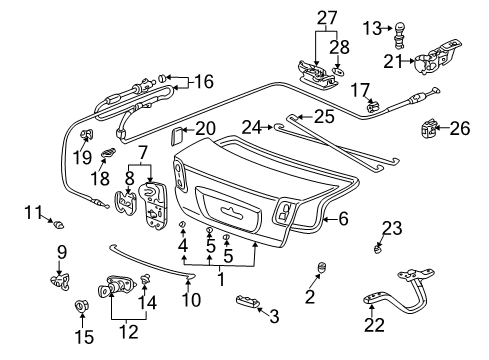 2003 Honda Civic Trunk Lid, Trunk (DOT) Diagram for 68500-S5B-A90ZZ