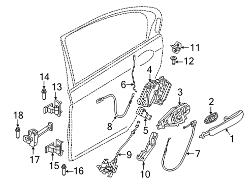 2020 BMW 840i xDrive Gran Coupe Lock & Hardware REAR DOOR HANDLE BOWDEN CABL Diagram for 51227428535