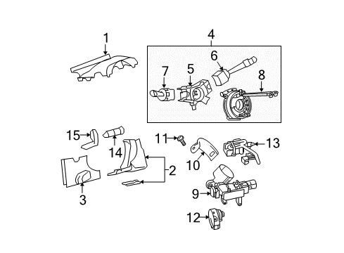 2008 Chevrolet Equinox Shroud, Switches & Levers Shroud Asm-Steering Column Diagram for 15142842