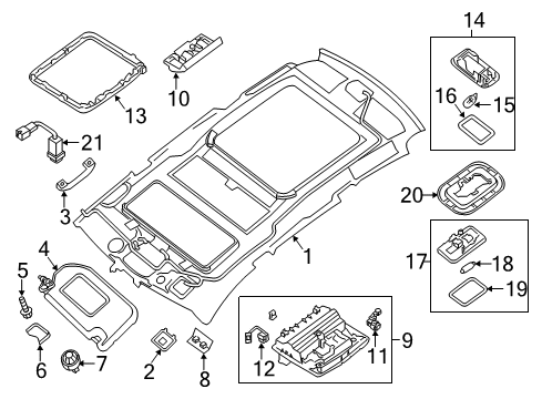 2020 Nissan Pathfinder Interior Trim - Roof Lamp Assembly Map Diagram for 26430-4GB7B