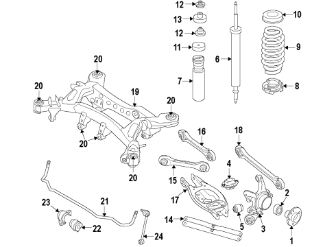 2008 BMW 128i Rear Suspension Components, Rear Axle, Lower Control Arm, Upper Control Arm, Stabilizer Bar Stabilizer, Rear Diagram for 33556764424