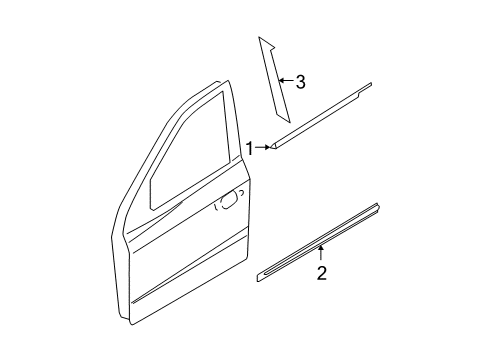 2009 Hyundai Santa Fe Exterior Trim - Front Door Weatherstrip Assembly-Front Door Belt Outside RH Diagram for 82220-2B000