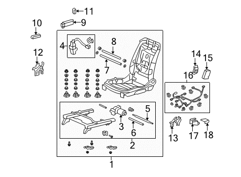 2011 Honda Accord Power Seats Frame, R. FR. Seat Diagram for 81126-TA0-A74
