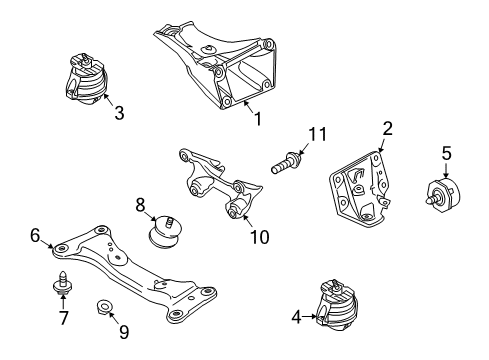 2010 BMW Z4 Engine & Trans Mounting Left Engine Support Mount Bracket Diagram for 22116760315