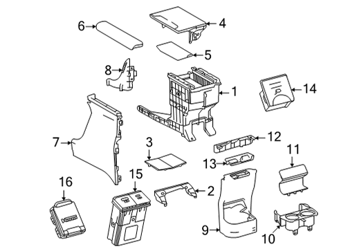 2021 Toyota Sienna Center Console Compartment Door Diagram for 58905-08020-B0