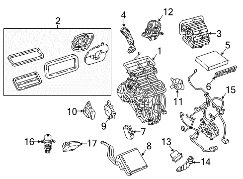 2022 Jeep Compass A/C Evaporator & Heater Components A/C AND HEATER Diagram for 68538500AA
