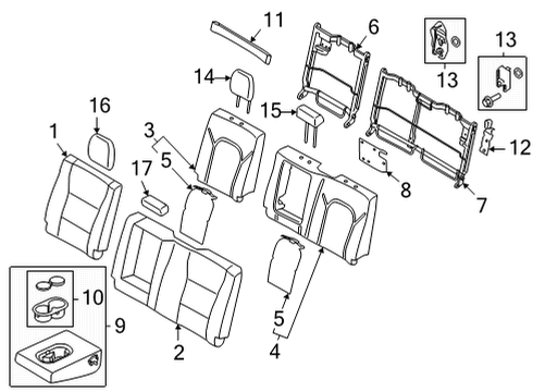 2021 Ford F-150 Rear Seat Components Bracket Diagram for FL3Z-2660328-A