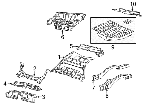 2009 Dodge Challenger Rear Body - Floor & Rails Pan-Rear Floor Diagram for 4780793AK