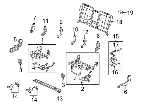 2013 Honda Ridgeline Rear Seat Components Frame, R. RR. Diagram for 82136-SJC-A03