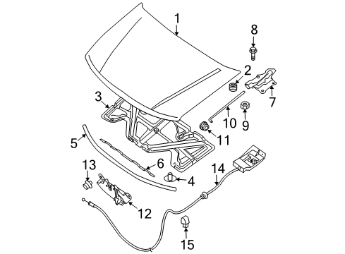 2011 Nissan Frontier Hood & Components INSULATOR Hood Diagram for 65840-ZL40A