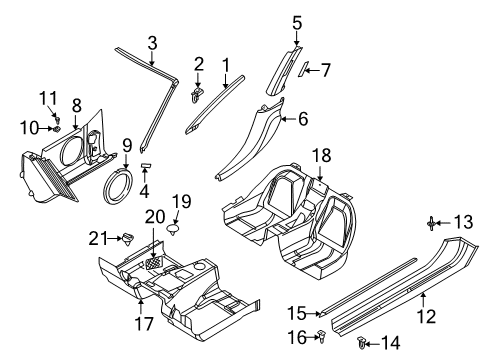 2002 BMW Z3 Interior Trim - Pillars, Rocker & Floor Covering Column-Center Lower Left Diagram for 51438400117