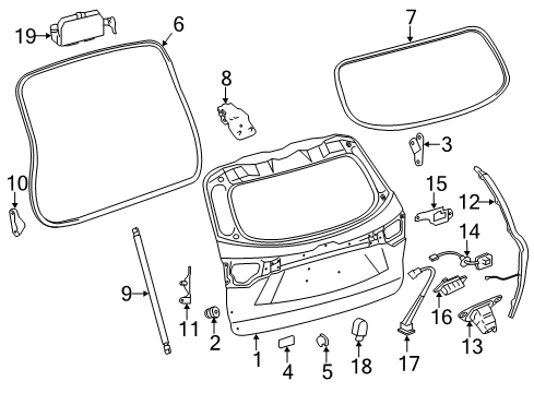 2019 Toyota Highlander Lift Gate Lift Cylinder Diagram for 68960-0E102