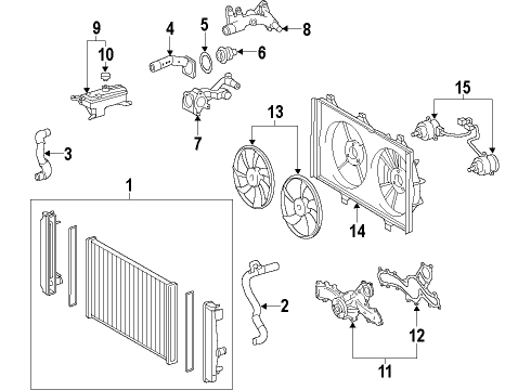 2015 Toyota Avalon Cooling System, Radiator, Water Pump, Cooling Fan Fan Diagram for 16361-0P260
