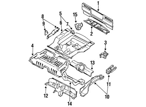 1987 Nissan Sentra Rear Body, Rear Floor & Rails Floor Rear Diagram for 74514-50A35