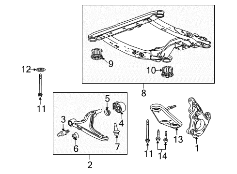 2010 Cadillac SRX Front Suspension Components, Lower Control Arm, Ride Control, Stabilizer Bar Bracket-Front Lower Control Arm Diagram for 15870870