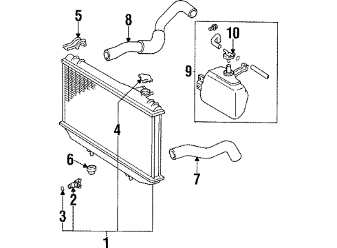 1996 Toyota Supra Radiator & Components Radiator Assembly Upper Bracket Diagram for 16505-46040