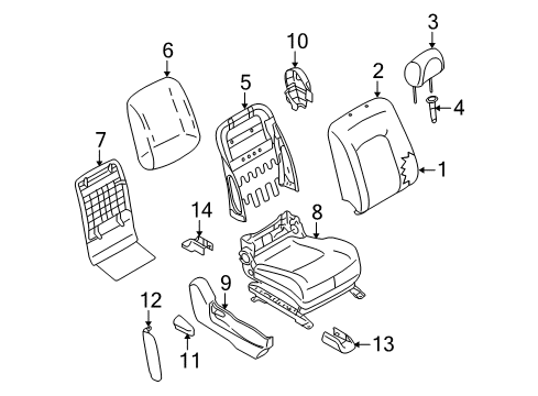 2012 Nissan Murano Passenger Seat Components Cushion & Adjuster Assy-Front, RH Diagram for 873A2-3ZG0B