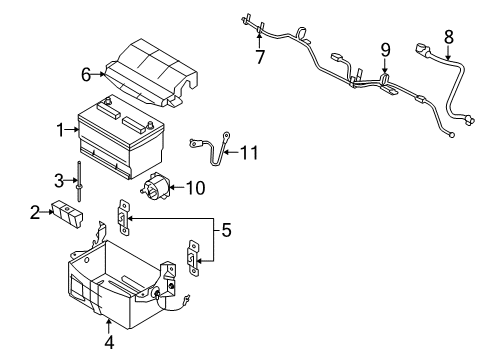 2008 Ford E-350 Super Duty Battery Battery Cover Diagram for 4C2Z-10A687-AA