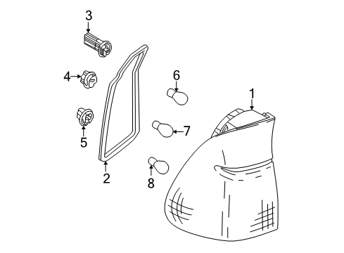 2001 BMW X5 Tail Lamps Bulb Socket, Yellow Bulb Diagram for 63216902879