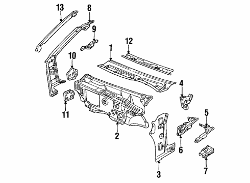 1989 Cadillac Eldorado Cowl Panels Container Asm, Windshield Washer Solvent (W/ Solvent Level Switch) Diagram for 22093665