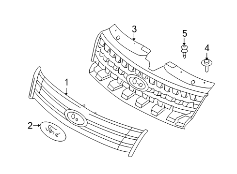 2008 Ford Taurus Grille & Components Grille Diagram for 8G1Z-8200-AA