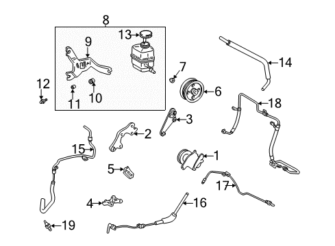 2003 Lexus RX300 P/S Pump & Hoses, Steering Gear & Linkage Power Steering Pressure Feed Tube Assembly Diagram for 44410-48030