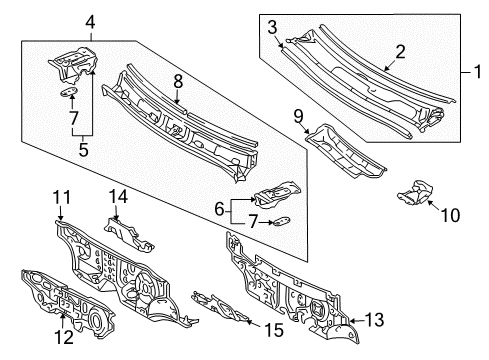 2007 Toyota Highlander Cowl Insulator Diagram for 55210-48080