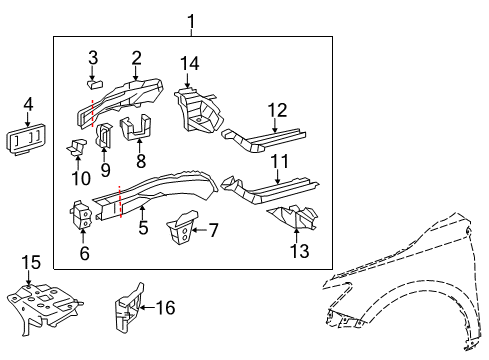 2015 Toyota Camry Structural Components & Rails Bracket, Flexible Hose Diagram for 51682-06020