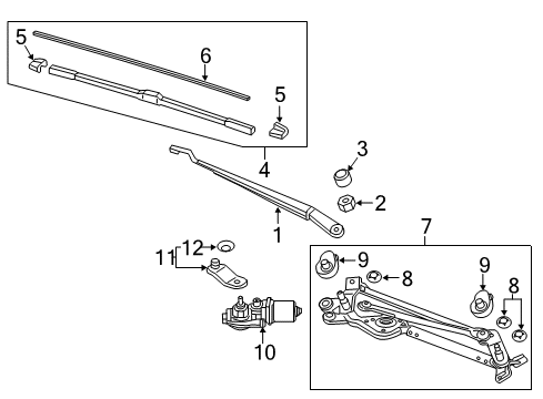 2021 Honda HR-V Wiper & Washer Components Cap, Pivot Diagram for 76561-T7A-003