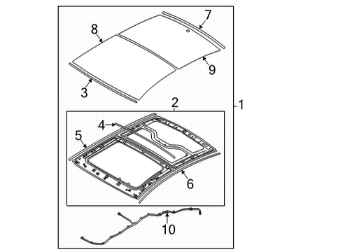 2020 Hyundai Sonata Sunroof W/STRIP-PANORAMAROOF RR Glass Diagram for 81644-L5500