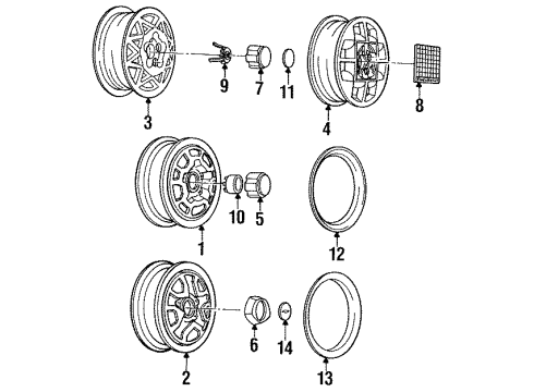 1990 Chevrolet Cavalier Wheels Wheel Rim Unit-14X6 Aluminum Diagram for 22548173