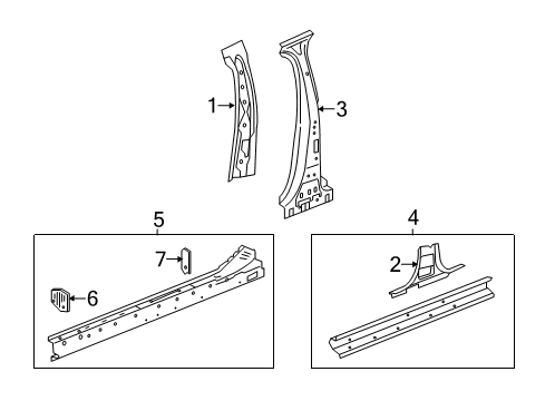 2016 Cadillac XTS Center Pillar & Rocker Inner Center Pillar Diagram for 20881452