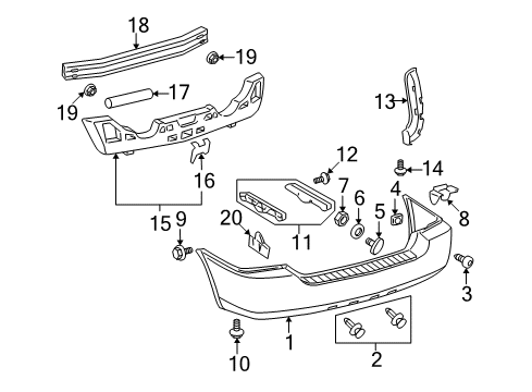 2006 Toyota Highlander Rear Bumper Impact Bar Diagram for 52171-48130