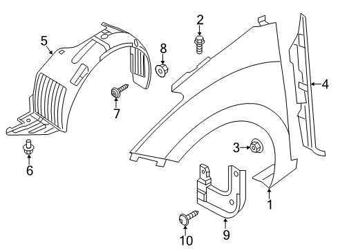 2013 Hyundai Elantra GT Fender & Components, Exterior Trim Front Wheel Guard Assembly, Right Diagram for 86812-A5000