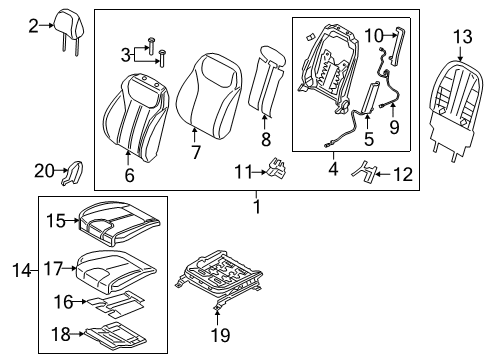 2020 Hyundai Santa Fe Driver Seat Components Front Cushion Covering, Left Diagram for 88160-S2000-PTH