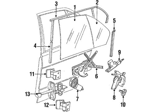 1994 BMW 525i Rear Door - Glass & Hardware Sliding Piece Diagram for 51321938884