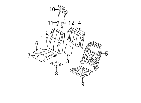 2012 Dodge Caliber Heater Components Frame-Front Seat Back Diagram for 68065762AA