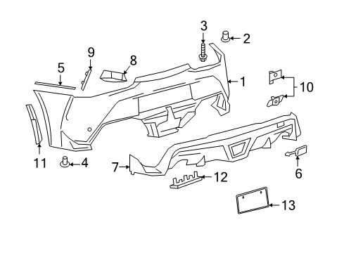 2021 Toyota GR Supra Bumper & Components - Rear Trim Diagram for 52158-WAA01