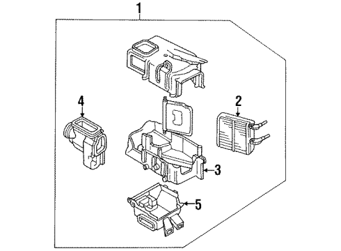 1991 Nissan Stanza Heater Core & Control Valve Heating Unit-Front Diagram for 27110-65E20