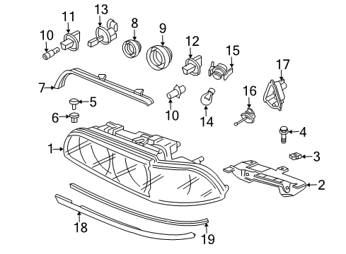 2003 BMW 540i Bulbs Headlight Front Left Diagram for 63126902517