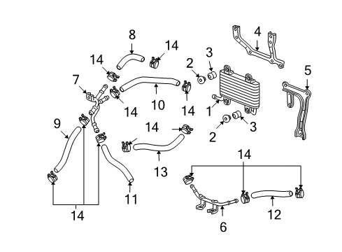 2010 Acura RDX Oil Cooler Hose (285MM) (ATF) Diagram for 25216-RWC-007