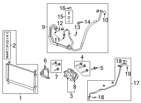 2015 Chevrolet Camaro A/C Condenser, Compressor & Lines Condenser Diagram for 19418868