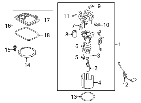 2019 Hyundai Veloster Filters Fuel Pump Sender Assembly Diagram for 94460-F2050