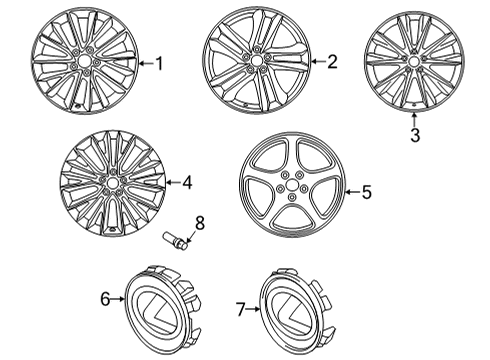 2022 Lexus NX350h Wheels Ornament Sub-Assembly, W Diagram for 42603-53130