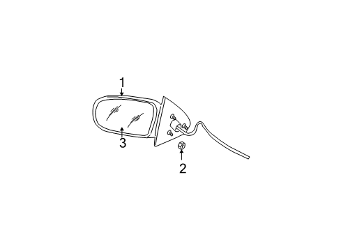 2002 Oldsmobile Bravada Outside Mirrors Mirror, Outside Rear View (Reflector Glass Only) *RH Diagram for 12477709