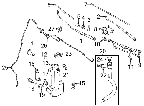 2020 Ford Transit-250 Wiper & Washer Components Washer Pump Diagram for BV6Z-17664-E