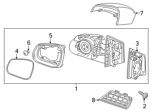 2016 Chevrolet Spark Outside Mirrors Mirror Assembly Diagram for 94781623