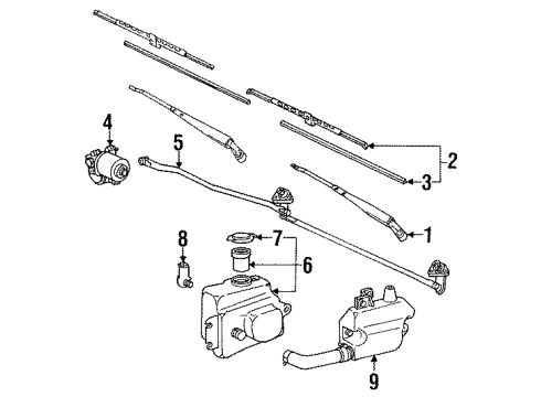 1992 Toyota Land Cruiser Wiper & Washer Components Windshield Wiper Arm Assembly Diagram for 85221-60010
